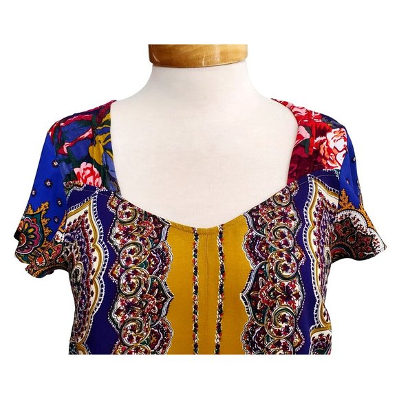 Anthropologie Moulinette Soeurs Teresita Scarf Printed Blouse Shirt Tunic Sz 4 - Picture 3 of 8